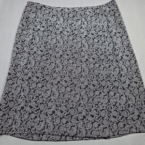 Liz Claiborne Collection Black Floral Mini Skirt Wrap Aline Slit Women's Size 10